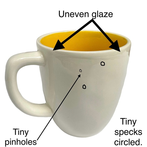 Rae Dunn Be WHo YoU aRe Mug Coffee Tea White with Yellow Interior Dimples 2017 - Picture 7 of 13